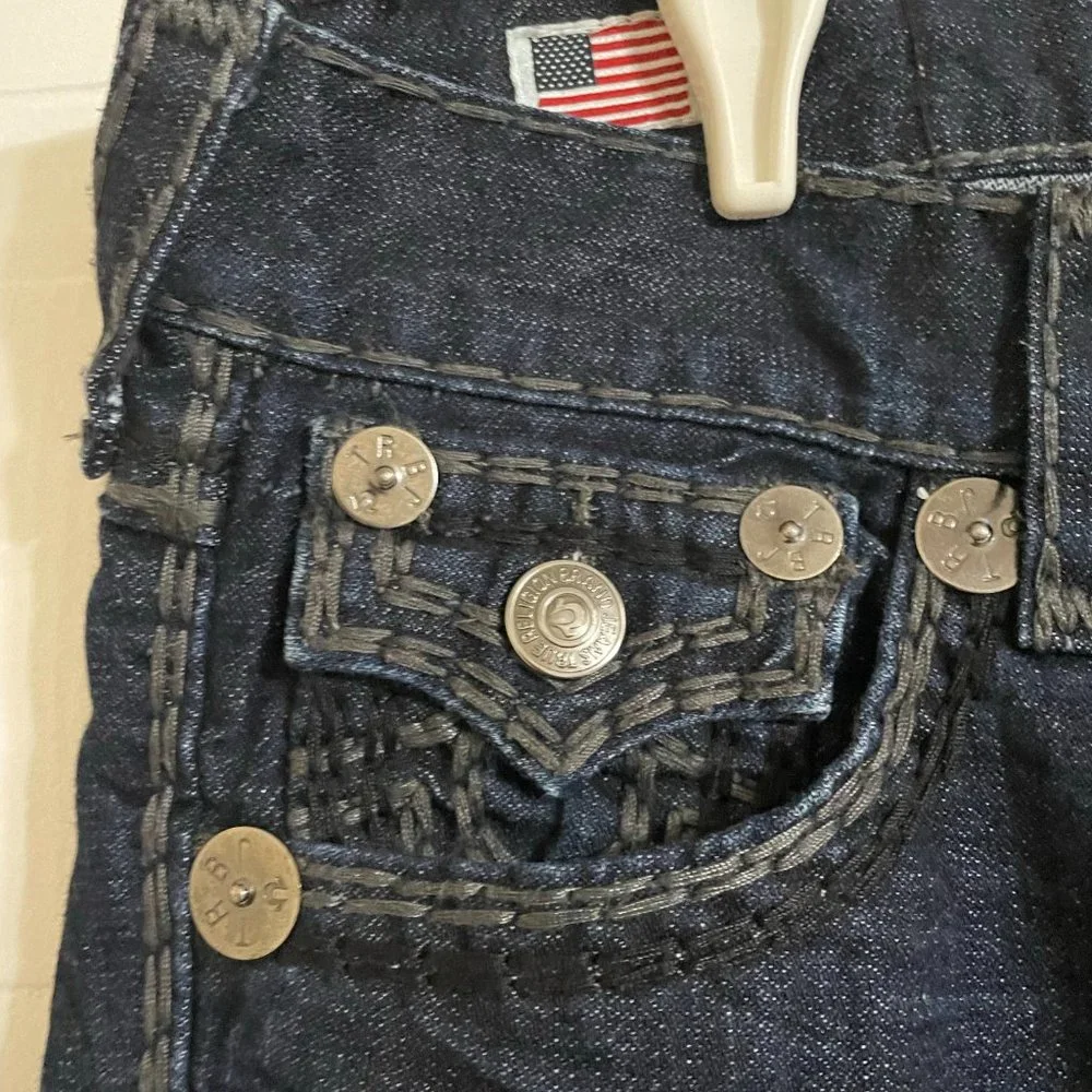 True Religion Late 2000s Dark Double Stitches Super Billy T Jeans - Picture 3 of 11